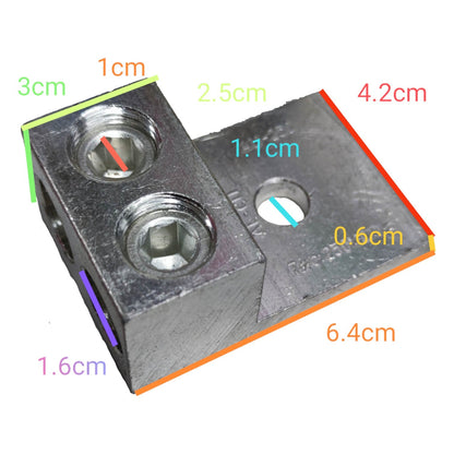 Metal bracket with dimensions labeled on a white background