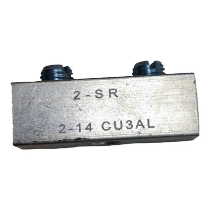 Metal component with threaded ends and engraved text on a white background