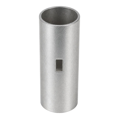 A metallic silver cylindrical sleeve with a rectangular slot cutout on the side, shown against a plain white background.