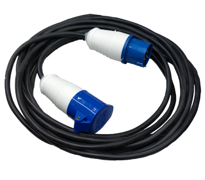 16A 3 Pole industrial power Extension Cord with blue and white connectors by Grippes and Phelps Dodge