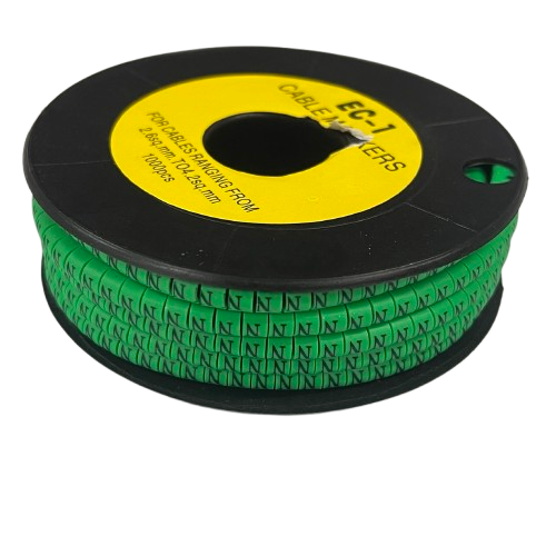 Cable (N) Marker EC-1 Green 2.6mm to 4.2mm 1000pcs 1 Roll  EC-1G(N)