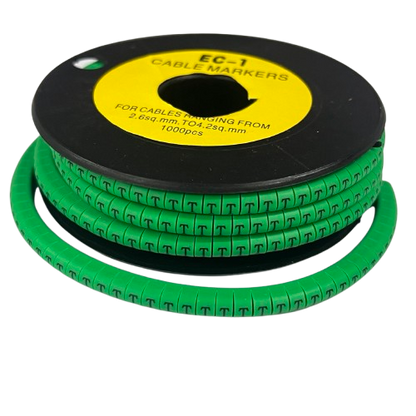Cable (T) Marker EC-1 Green 2.6mm to 4.2mm 1000pcs 1 Roll   EC-1G(T)