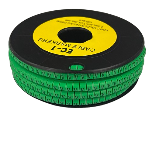 Cable (V) Marker EC-1 Green 2.6mm to 4.2mm 1000pcs 1 Roll   EC-1G(V)