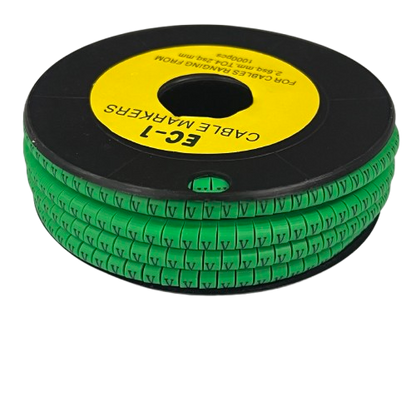 Cable (V) Marker EC-1 Green 2.6mm to 4.2mm 1000pcs 1 Roll   EC-1G(V)