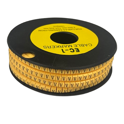 Cable (V) Marker 2.6mm to 4.2mm ( 1000pcs) Yellow EC-1Y