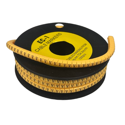 Cable (V) Marker 2.6mm to 4.2mm ( 1000pcs) Yellow EC-1Y