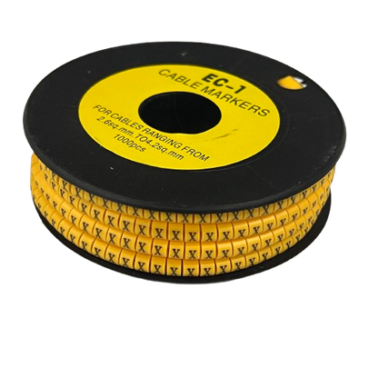 Cable (X) Marker 2.6mm to 4.2mm ( 1000pcs) Yellow EC-1Y