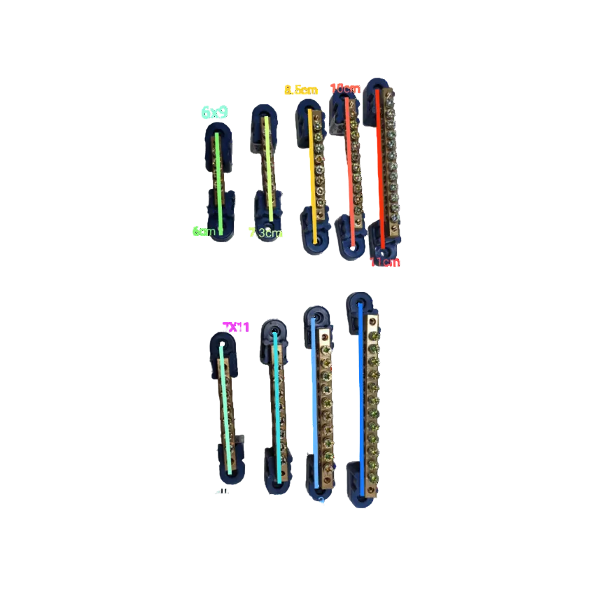 Grippes Electrical Circuitry Grounding Bus Bars 4 Holes with various sizes and screw terminals