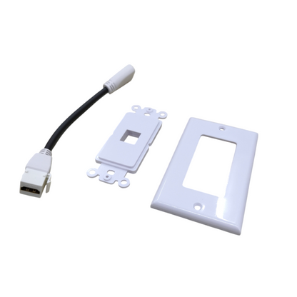 Grippes HDMI wall outlet with cord and white faceplate components for power points and switches