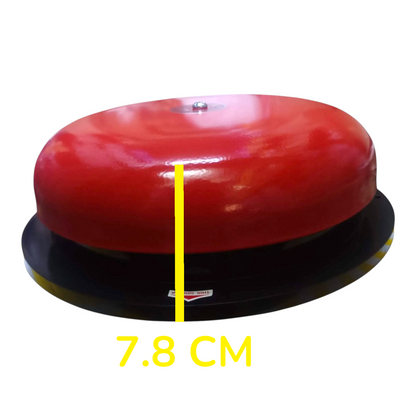A red dome-shaped warning beacon light with a black base, shown on a white background with a yellow vertical measurement line and the text '7.8 CM' indicating the dome height.