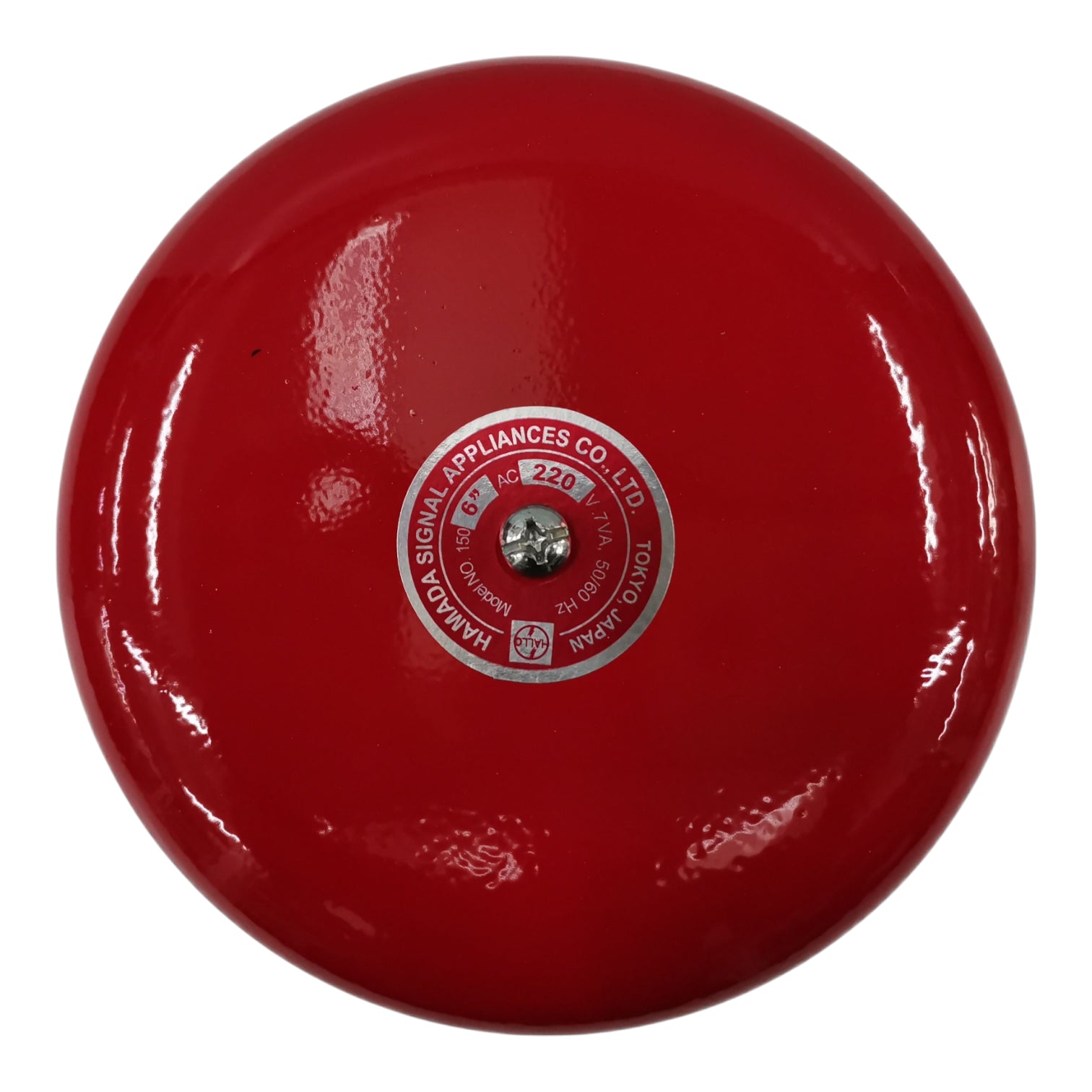 Red bell with a visible brand logo on a white background