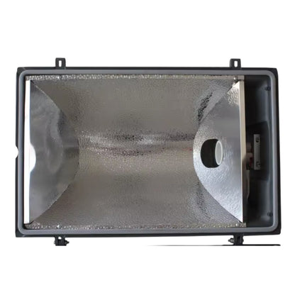 Large metallic loudspeaker on a white background