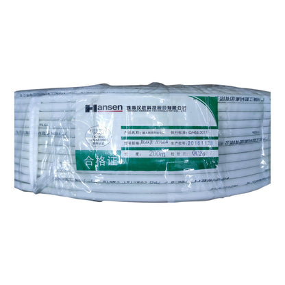 A roll of white pleated filter cartridges wrapped in clear protective plastic, featuring a green and white label with the Hansen brand name.