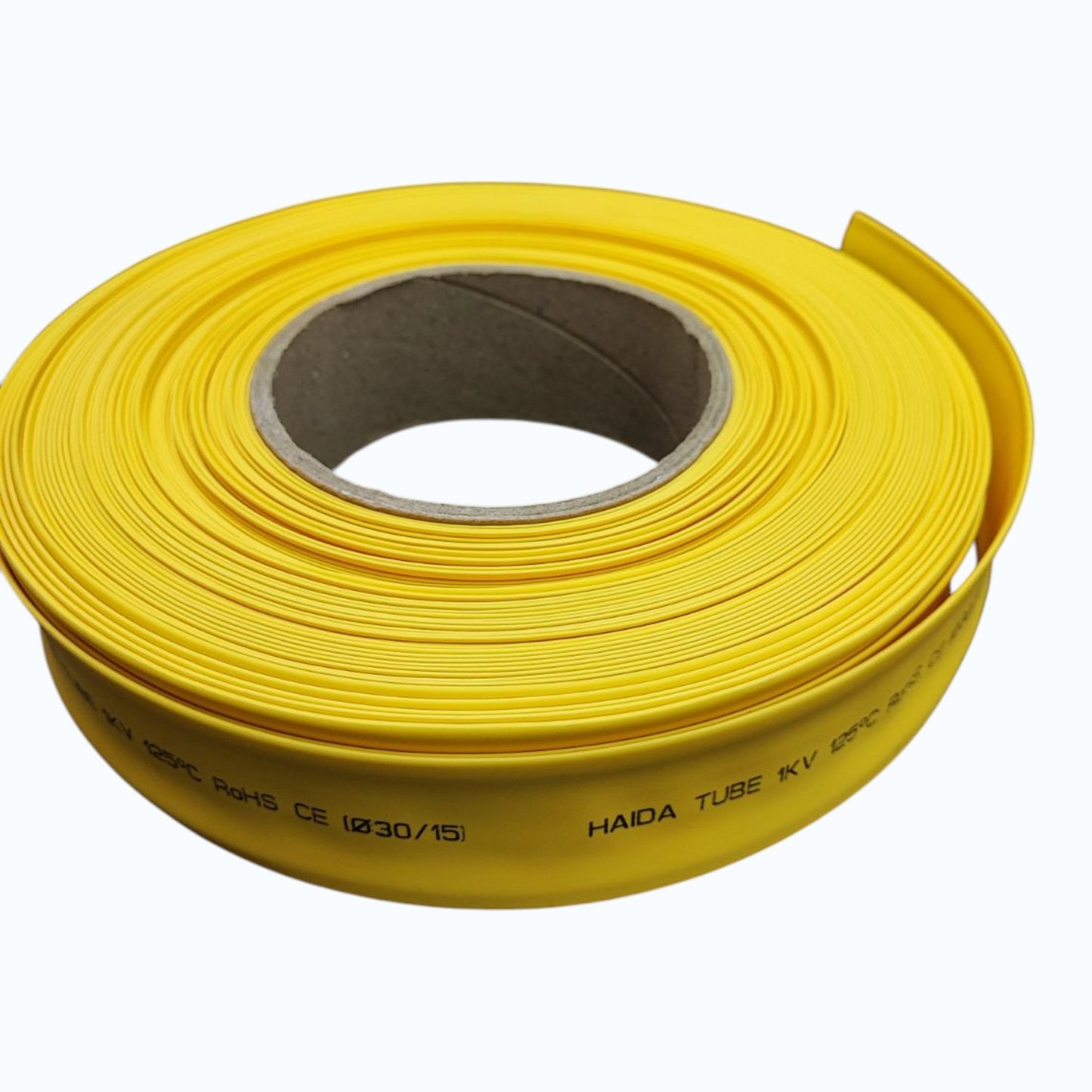 Heat Shrinkable Tube 30mm Yellow Temp. rating 125°C,Voltage Rating 0.6/1kV 50meters per roll
