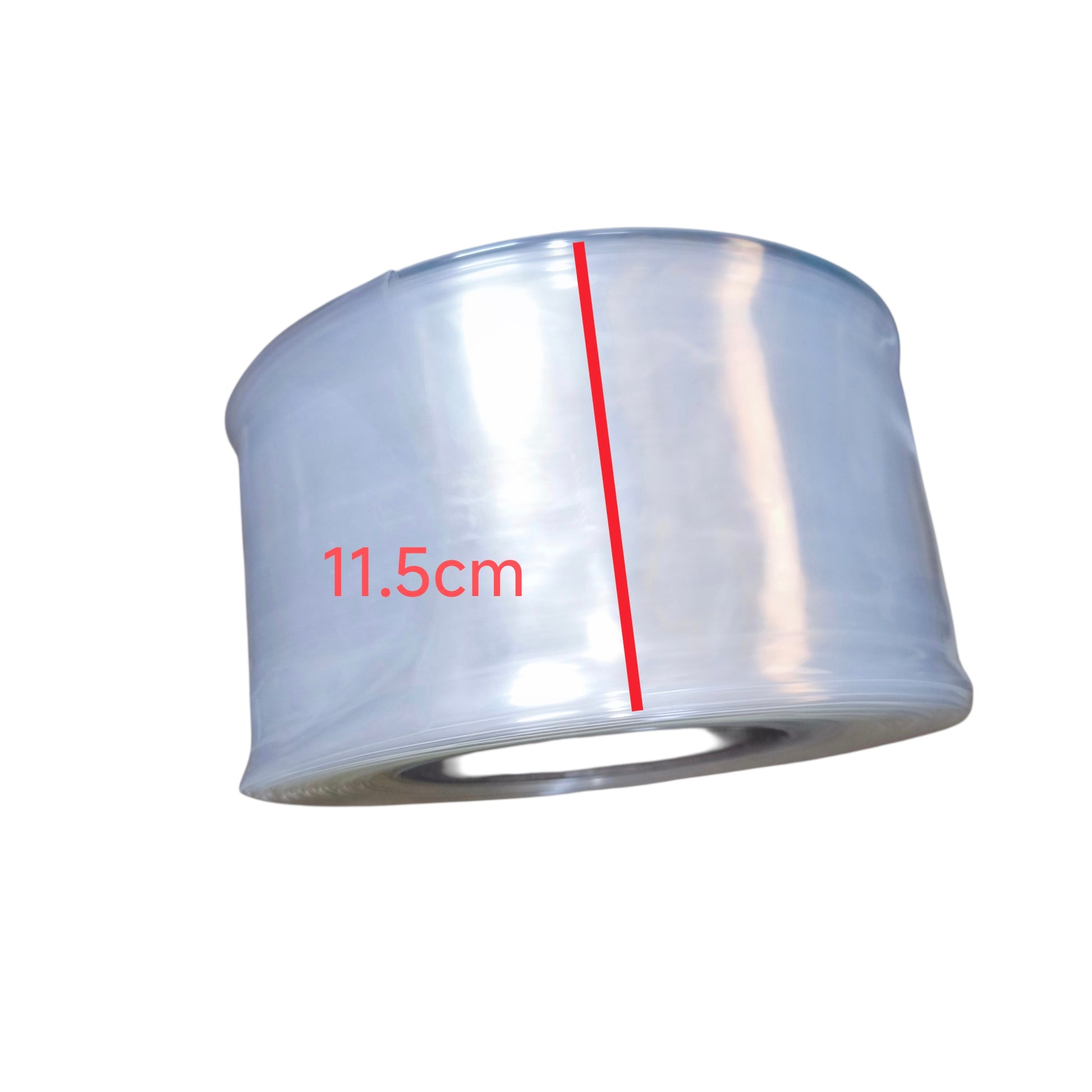Metallic cylindrical object with a red line and '11.5cm' text on a white background