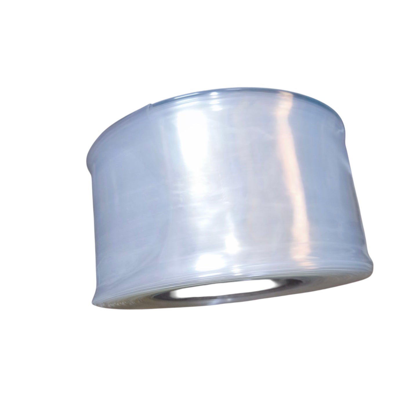 Metallic silver lampshade on a white background