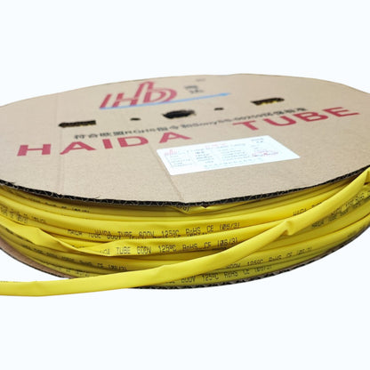 Heat Shrinkable Tube Yellow (6mm) for 8.0mm-14mm 8/7 -6/7 AWG Temp. rating 125°C,Voltage Rating 0.6/1kV 200meters per roll