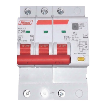 Himel 25A 3P+N 30mA 6 KAIC 220V Residual Current Operated Circuit Breaker RCBO with Overload Protection HDB3LE3C25