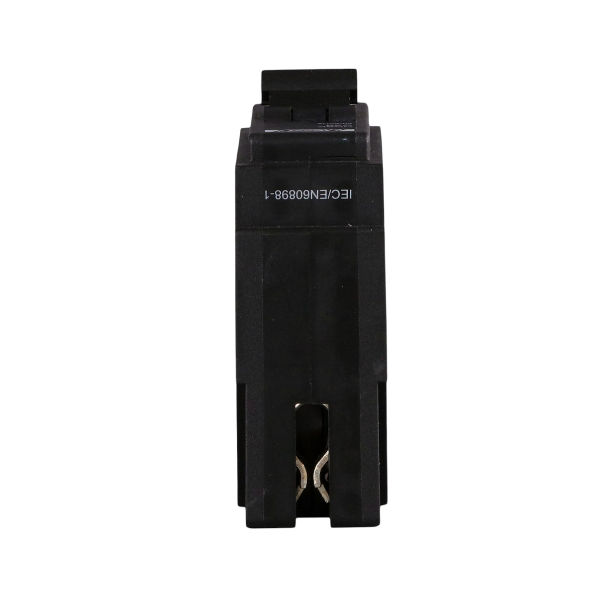 A black industrial electrical module with terminal connections at the bottom and white printed text reading 'IEC/EN60856-1' on the side, isolated on a white background.