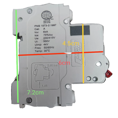 Electx Electrical Supply 2A miniature circuit breaker 220V with technical specifications printed on white casing