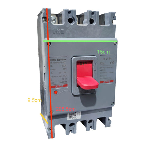Himel 315A 3P 50KAIC 415V Industrial Circuit Breaker 3 Phase MCCB 30KAIC 250V Molded Case Circuit Breaker HDM3400F31533XX Electx Electrical SUpply