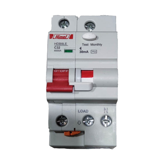 Electrical circuit breaker with brand logo on a white background