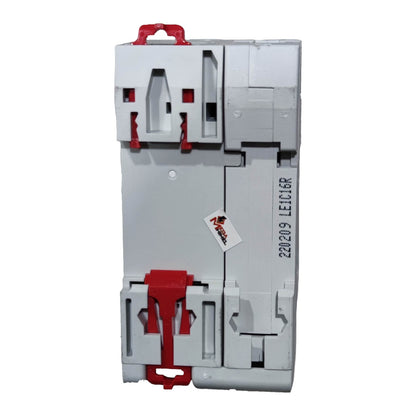 Electrical switchgear with red and gray design on a white background