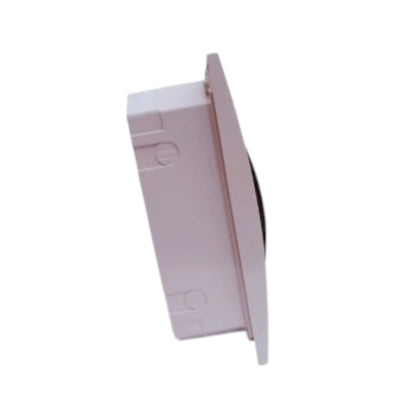 A light pink plastic electrical junction box or socket cover, shown at an angle on a plain white background.