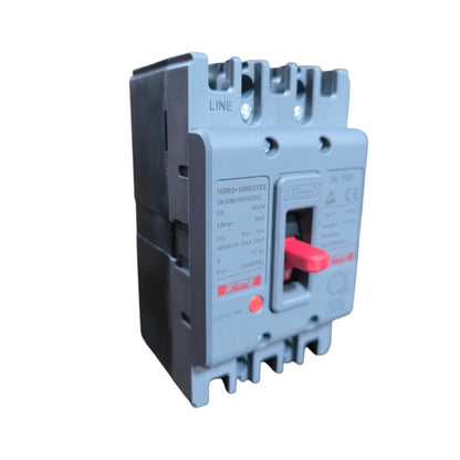 A塑力 (SUNPOWER) modular electrical circuit breaker, model IHN60H+100M/60000, featuring a gray plastic housing with a red switch handle and black terminal blocks.