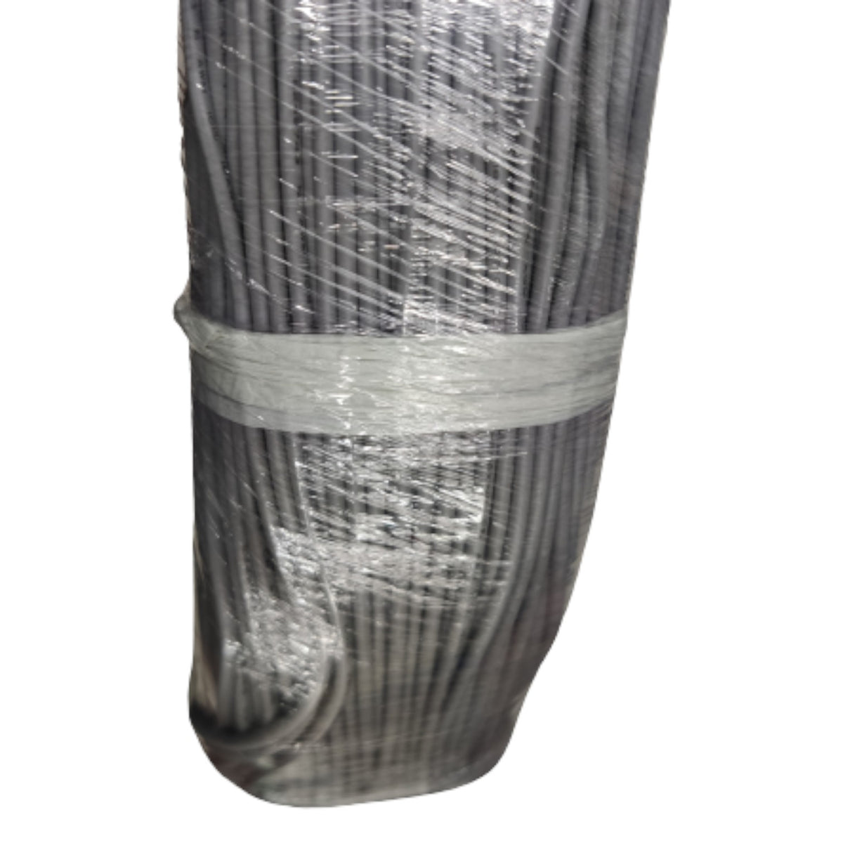Roll of wire mesh with a white band on a white background