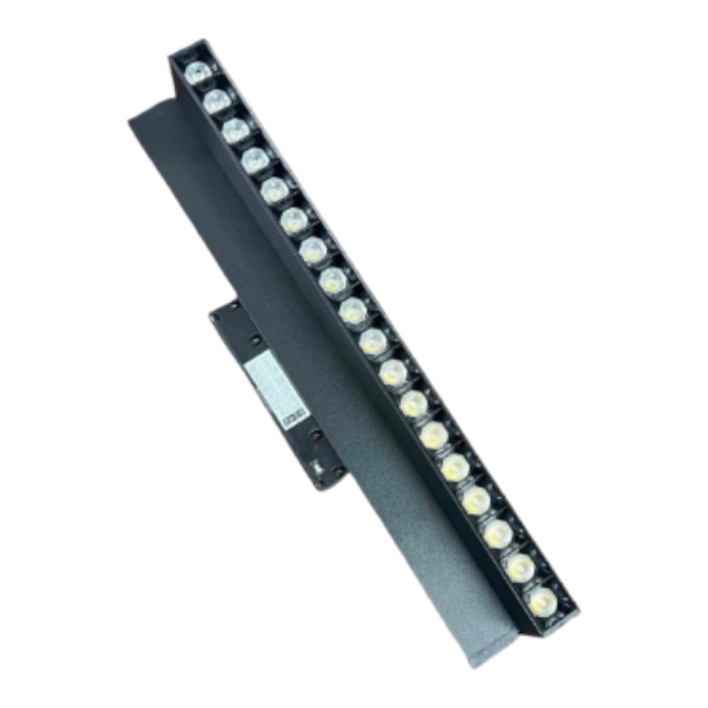 A black linear LED light bar with multiple small white LED chips along the top edge, shown on a plain white background.
