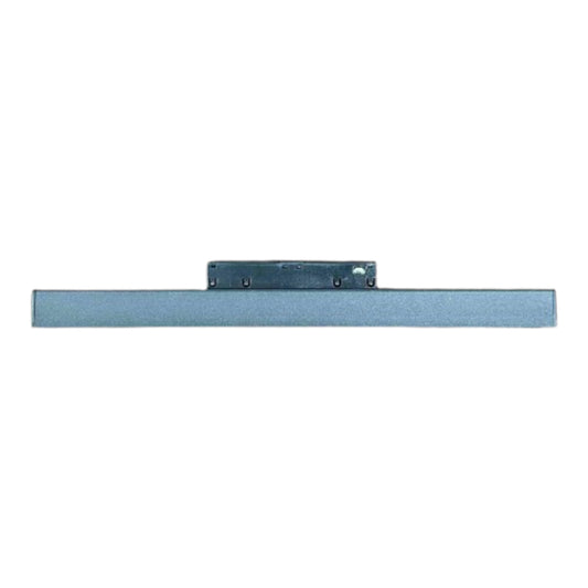 A long, narrow rectangular metal bar with a small dark mounting bracket attached near one end, shown against a plain white background.