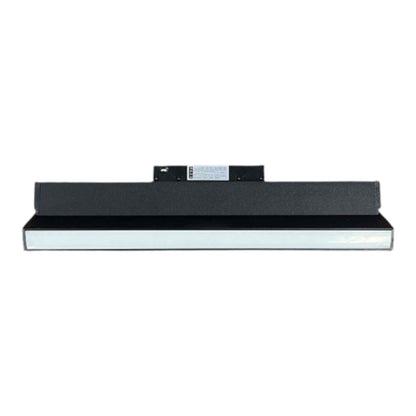 A black rectangular wall-mounted range hood or vent cover with a white front trim and a small control label on top, shown against a plain white background.
