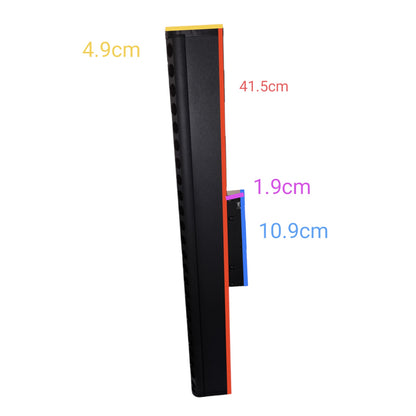 A tall black rectangular panel shown on a white background with overlaid dimension labels: 4.9cm, 41.5cm, 1.9cm, and 10.9cm.
