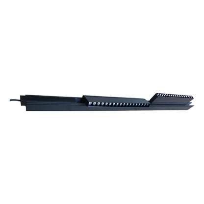 Black metal strip with teeth on a white background
