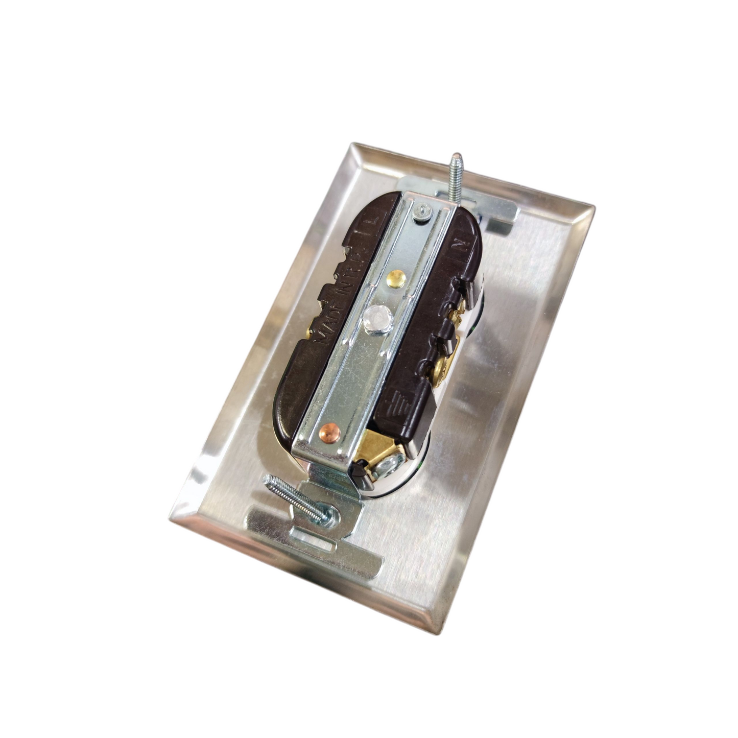 Eagle 2 Gang T-Slot Outlet with Ground and Metal Plate Cover 877-IC CAT132SSP