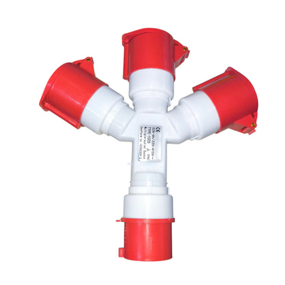 Grippes 32A 3P+E+N Industrial Splitter Connector 1xMale 3xFemale (5 Pins) IP44 220V IEC309-2 # 1025