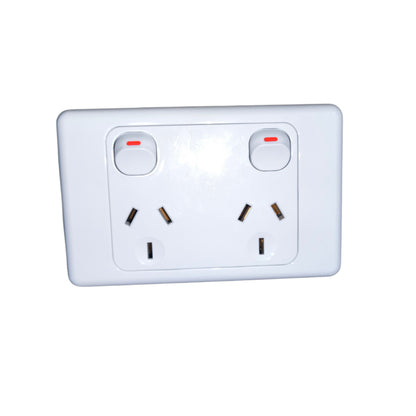 2 Gang Type I Outlet with Switch 10A 220V with Face Plate