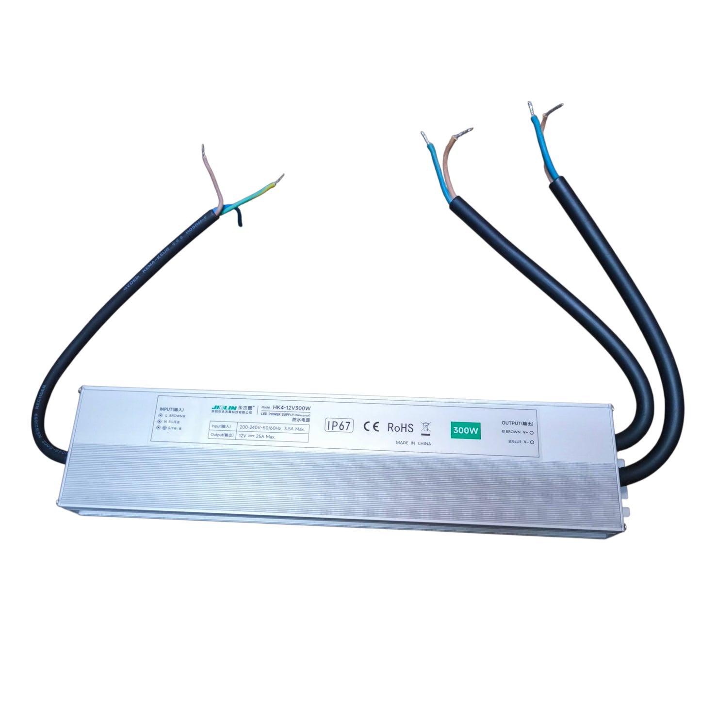 Jielin Waterproof 12V 25A / 12V 300W Power Supply IP67 220V 60HZ HK4-12V300W
