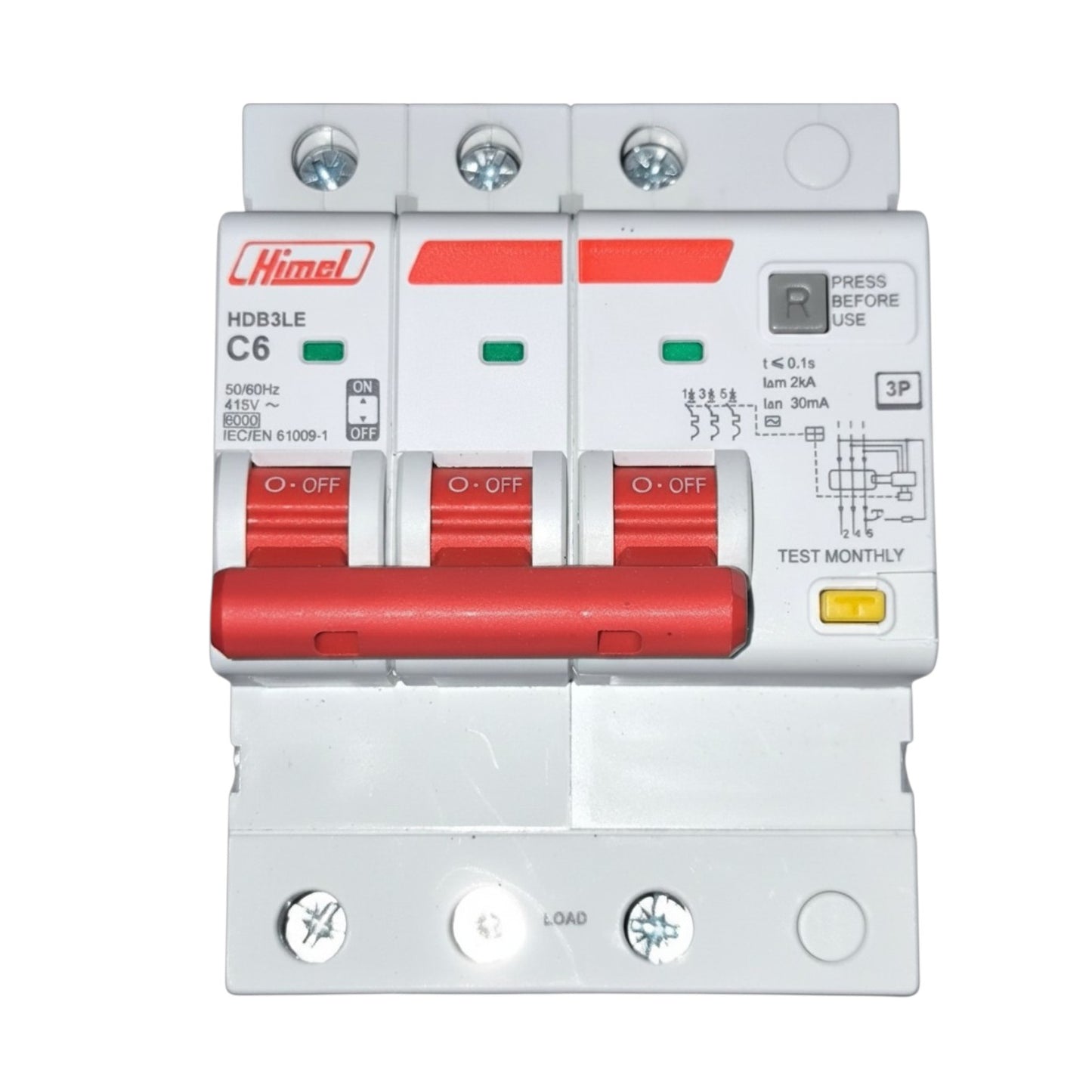Himel 6A 3P+N 30mA 6 KAIC 220V Residual Current Operated Circuit Breaker RCBO with Overload Protection HDB3LE3C