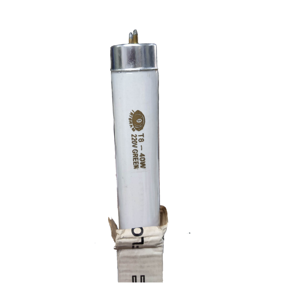Irisram 36W T8 green fluorescent tube with metal ends and white glass body