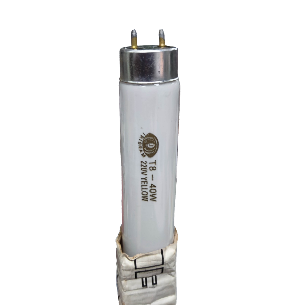 Irisram 36W T8 yellow fluorescent tube with metal pins and white glass body for lighting