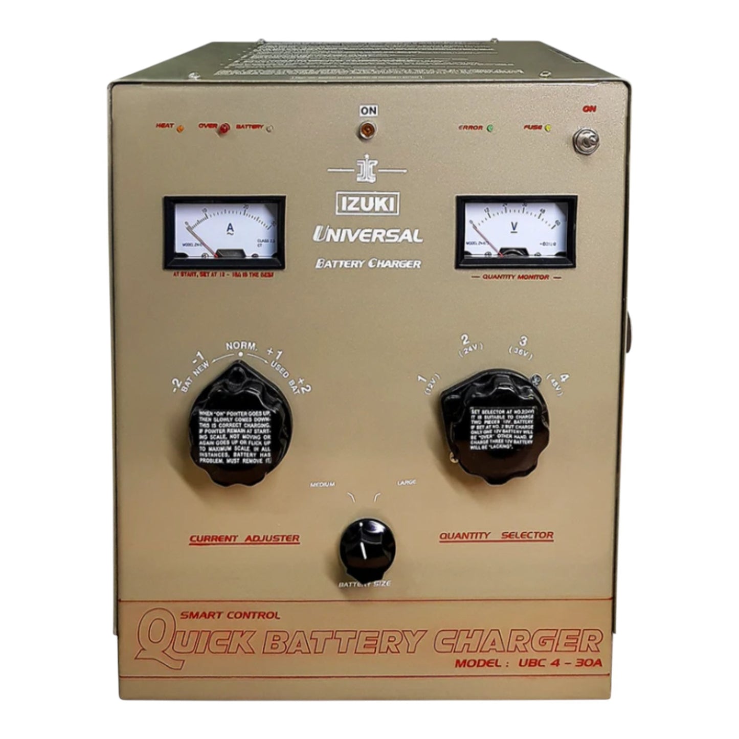 Izuki 30A Universal Battery Charger with Voltage Meter For 4pcs- 12V /2pcs- 24V Batteries UBC-4-30A