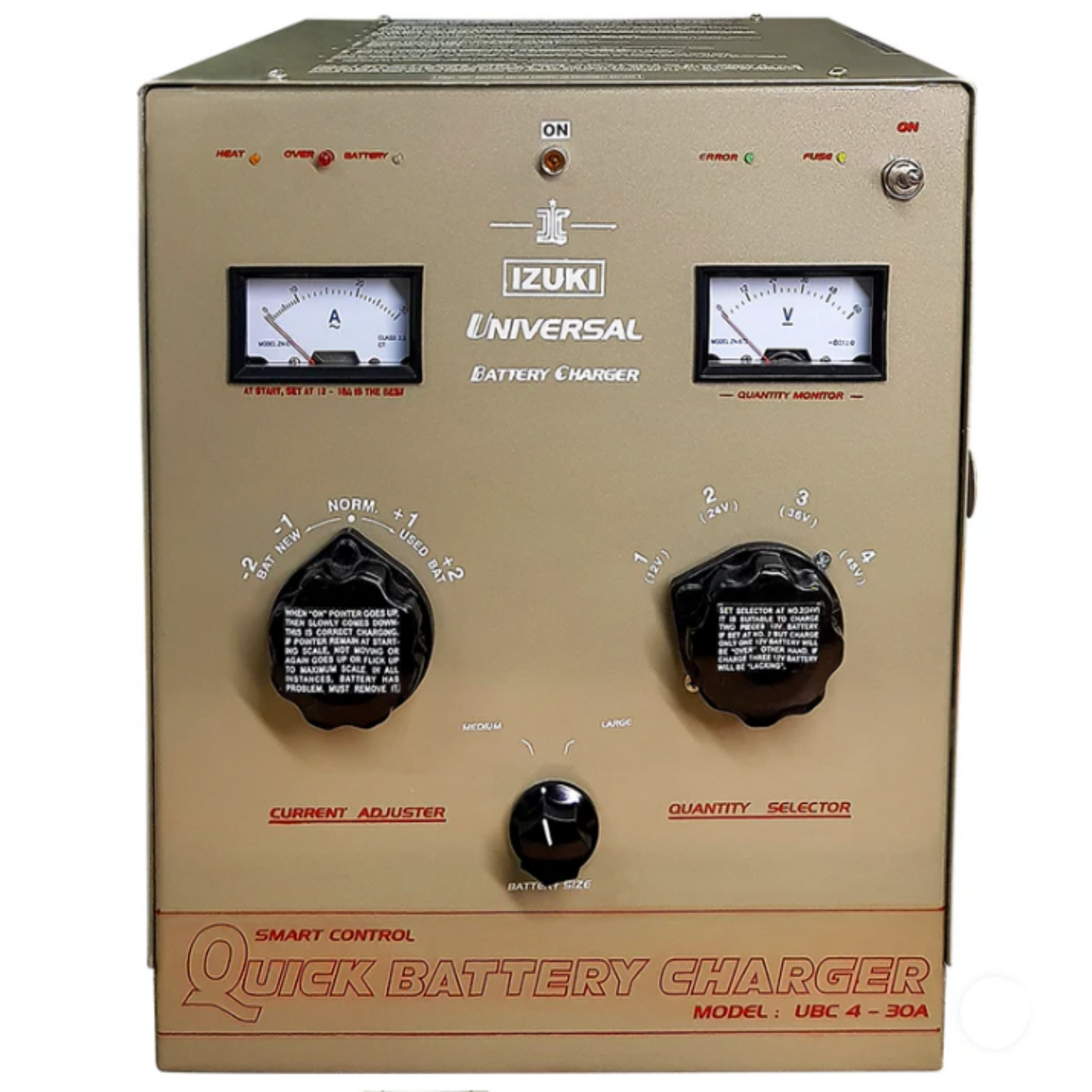 Izuki  Universal Battery Charger 30 amps with voltage meter For 12V / 24V Batteries UBC-4-30A