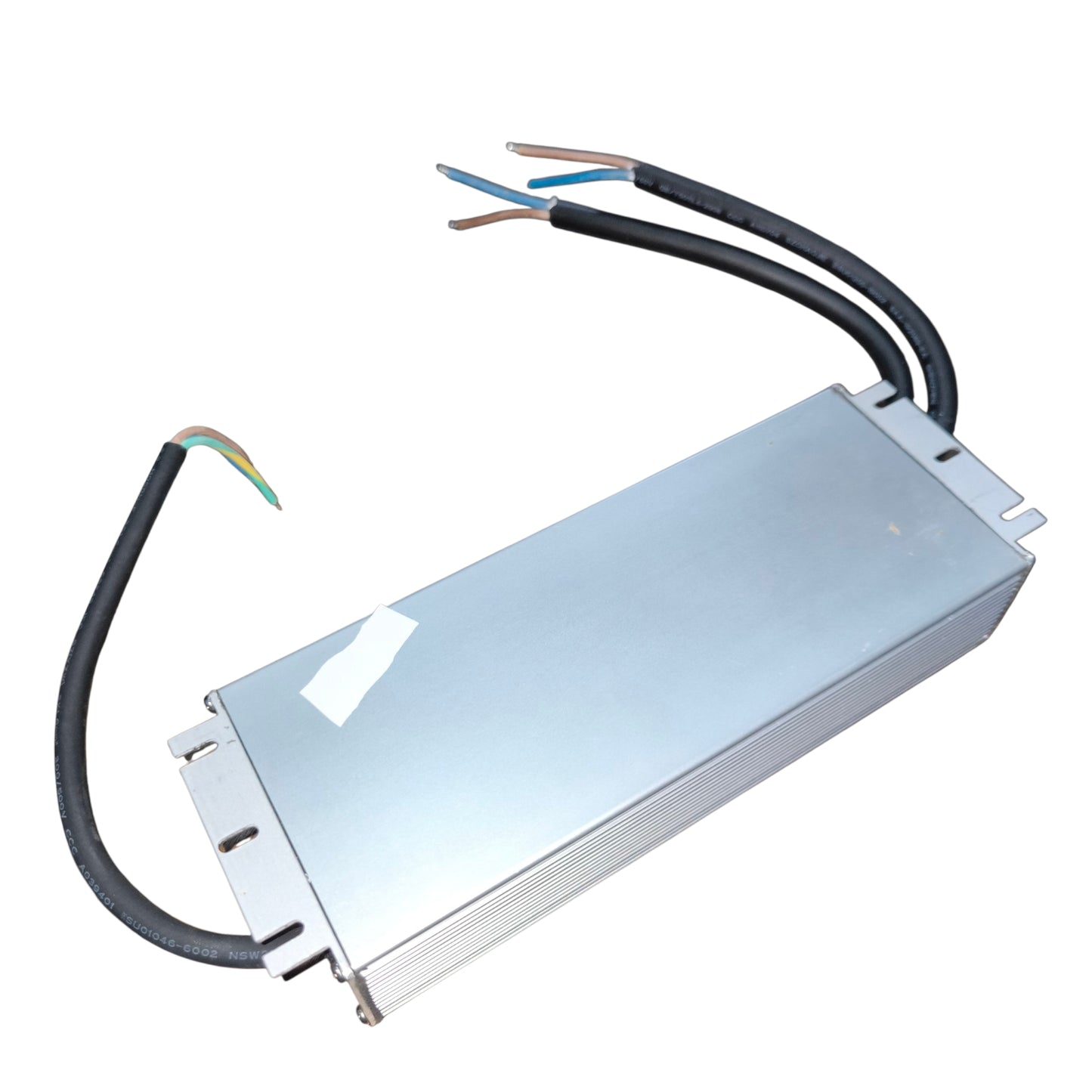 Rectangular electronic component with wires on a white background