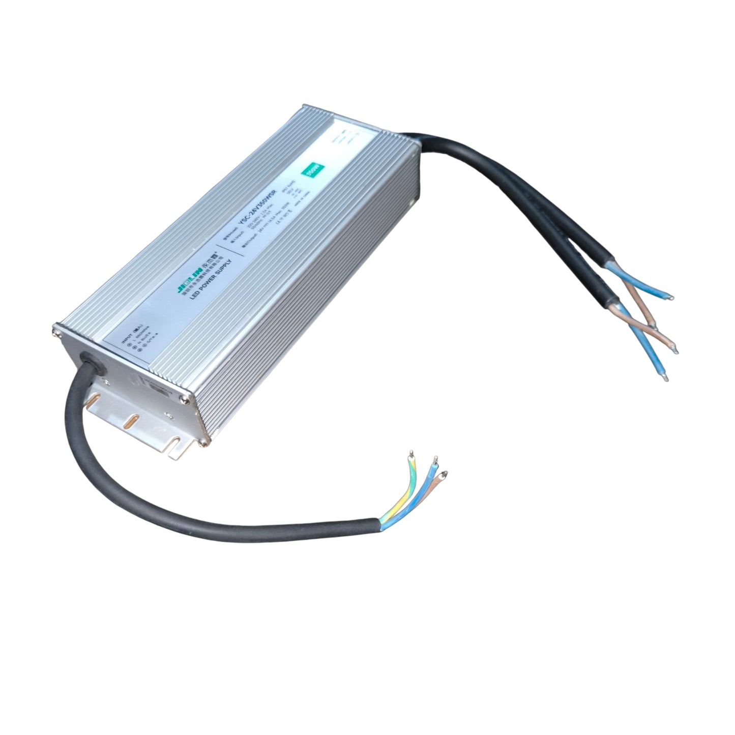 Electrical power supply unit with wires on a white background