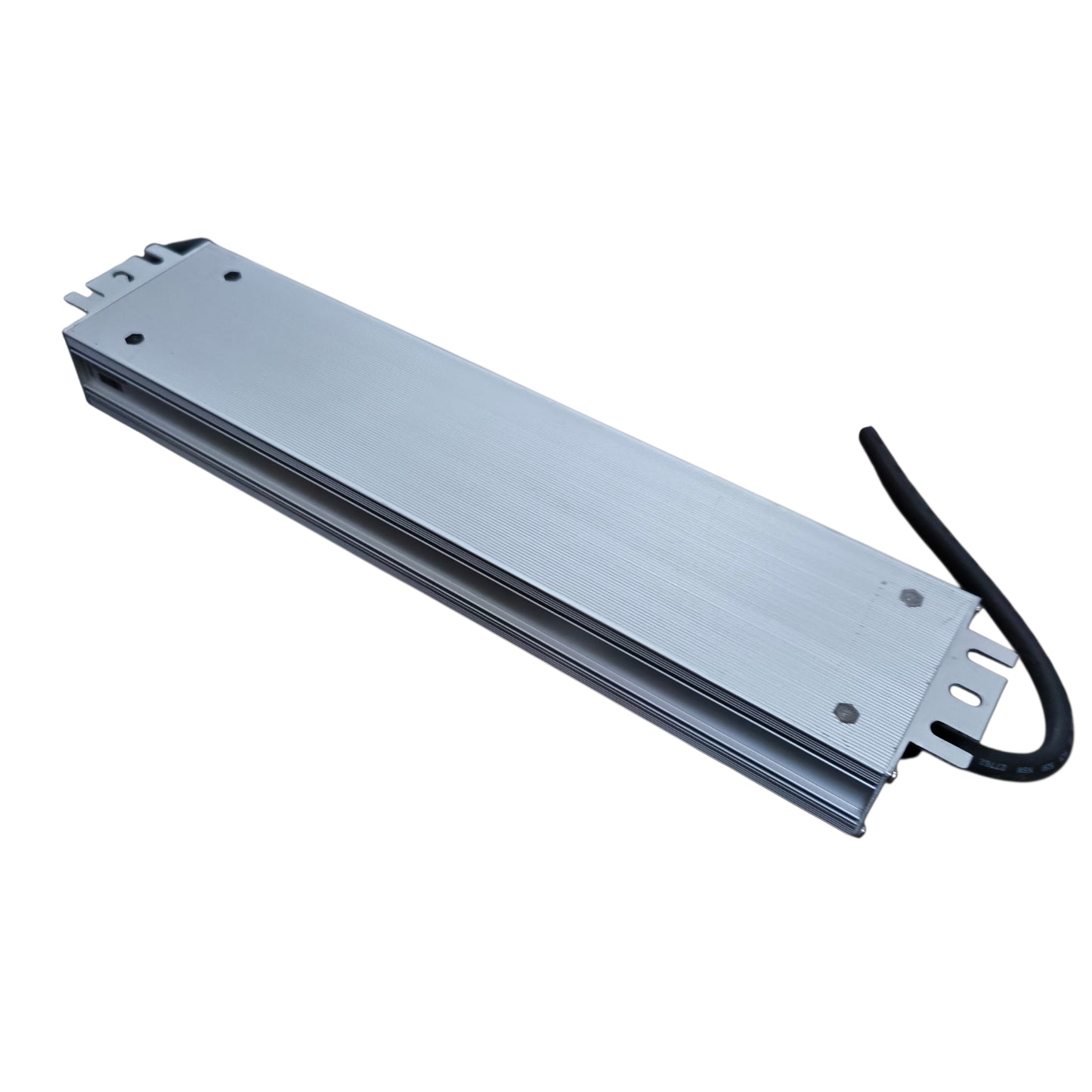 Metallic strip with connectors on a white background