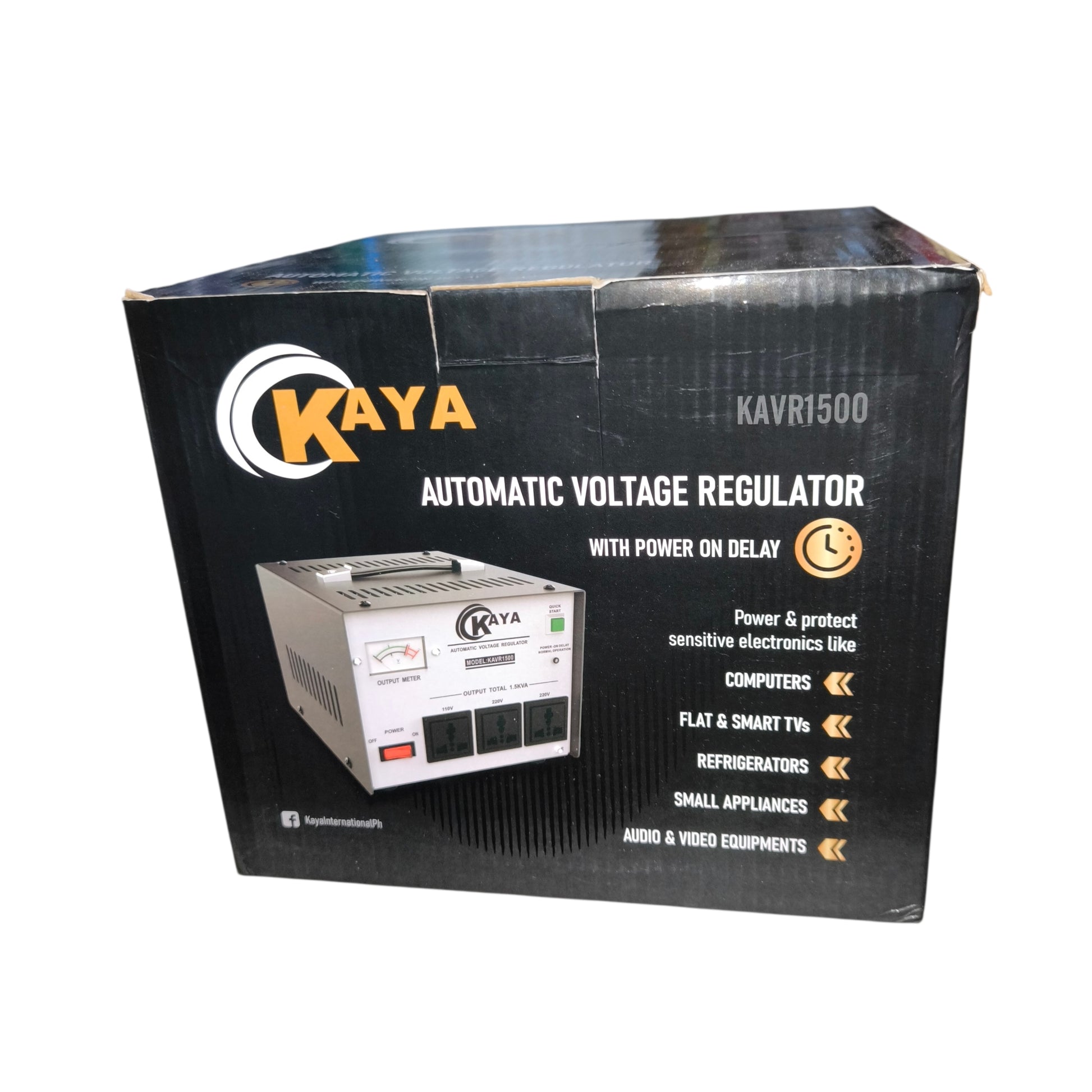 Kaya Automatic Voltage Regulator packaging on a white background