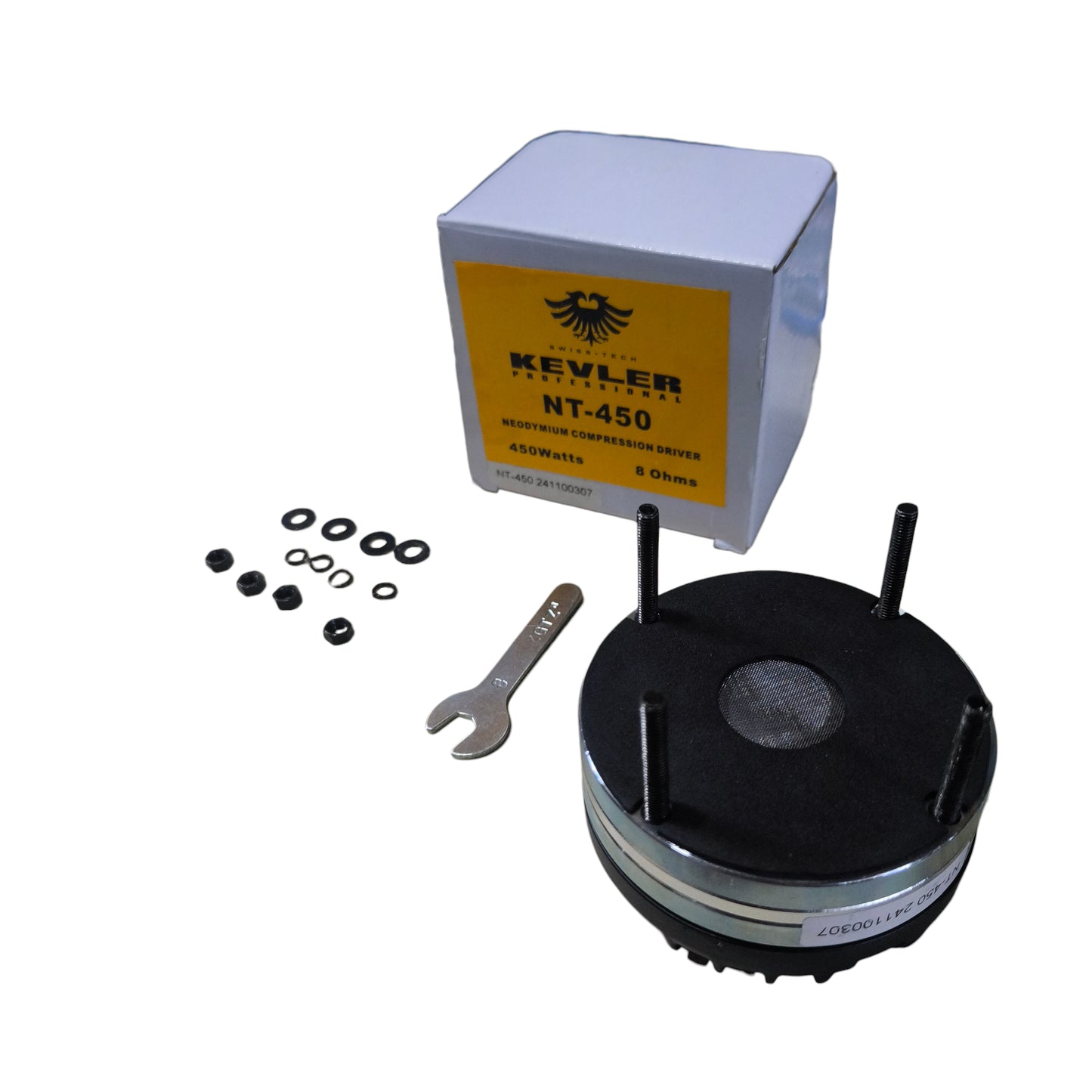 Kevler NT-450 compressor starter with packaging and tools on a white background