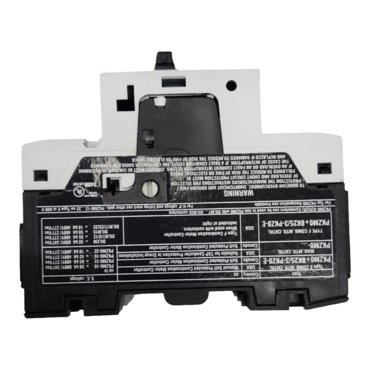 Electrical component with text and labels on a white background